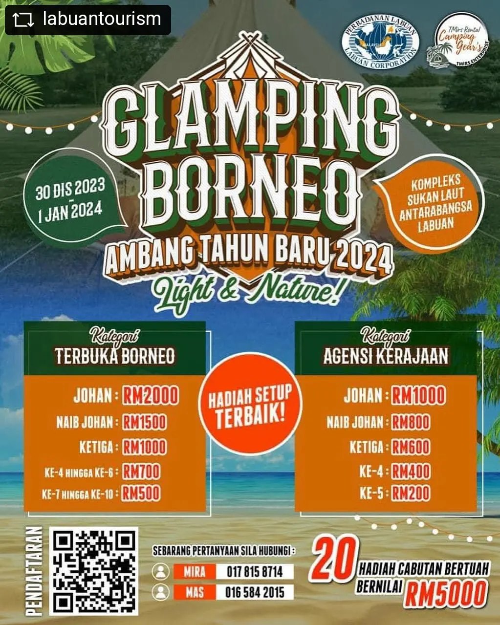 Glamping Borneo Ambang Tahun Baru 2024